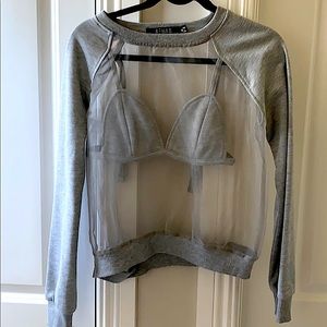 Grey Sheer Sweater with built in grey-bra
